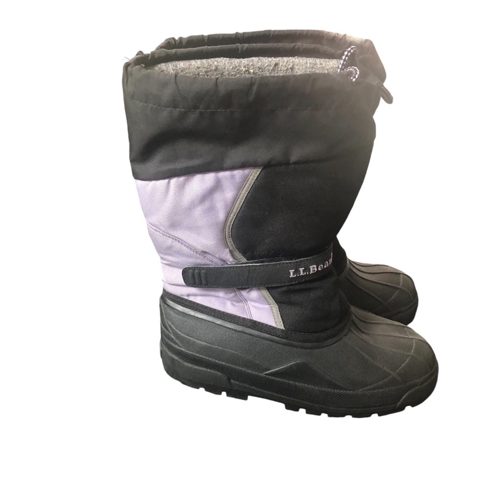LL Bean Kids Size 6 Winter Snow Boots Lined Waterproof Purple / Black Pull on